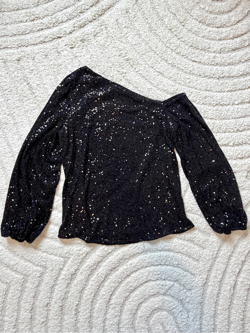 Black Sequin Off-Shoulder Women's Top